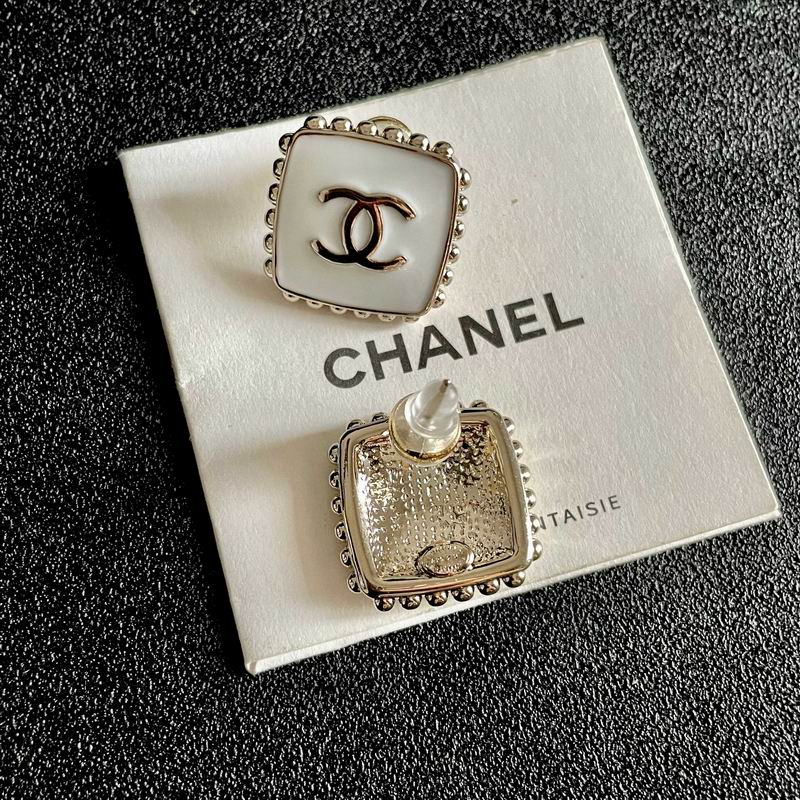 Chanel Square Logo Stud Earrings