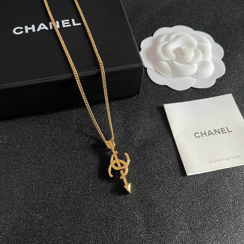 Chanel Gold-Tone CC Pendant Necklace
