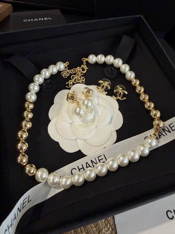 Chanel Pearl-Look and Gold-Tone Bead Necklace