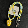 Chanel Yellow Polka-Dot Heart Beaded Necklace
