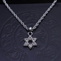 Iced Star of David Pendant Necklace – Silver Rope Chain