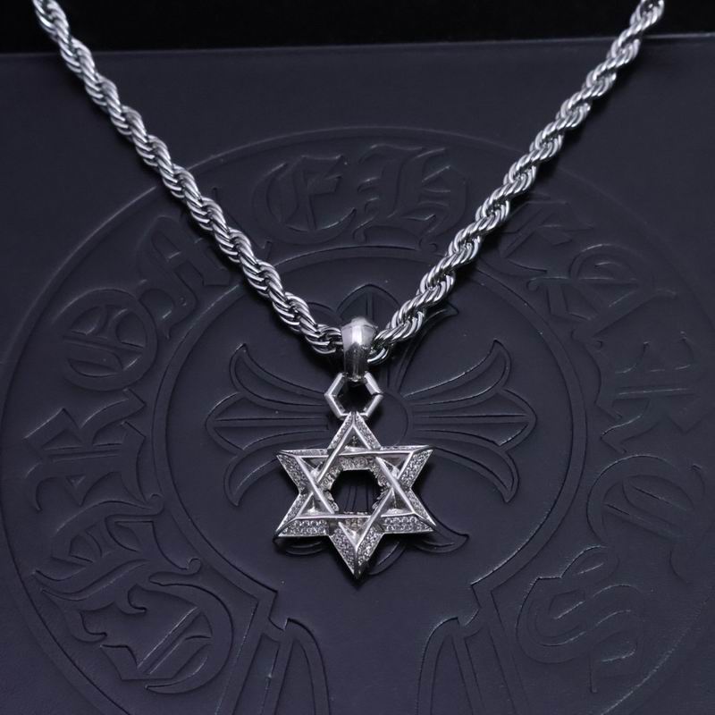 Iced Star of David Pendant Necklace – Silver Rope Chain