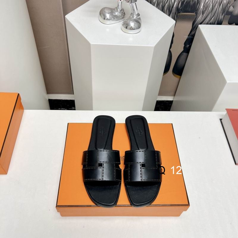 Hermès Black Slide Sandals