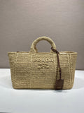 Prada Crochet Raffia Tote Bag