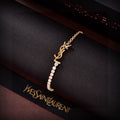 Saint Laurent YSL Logo Bracelet with Clear Stone Detail