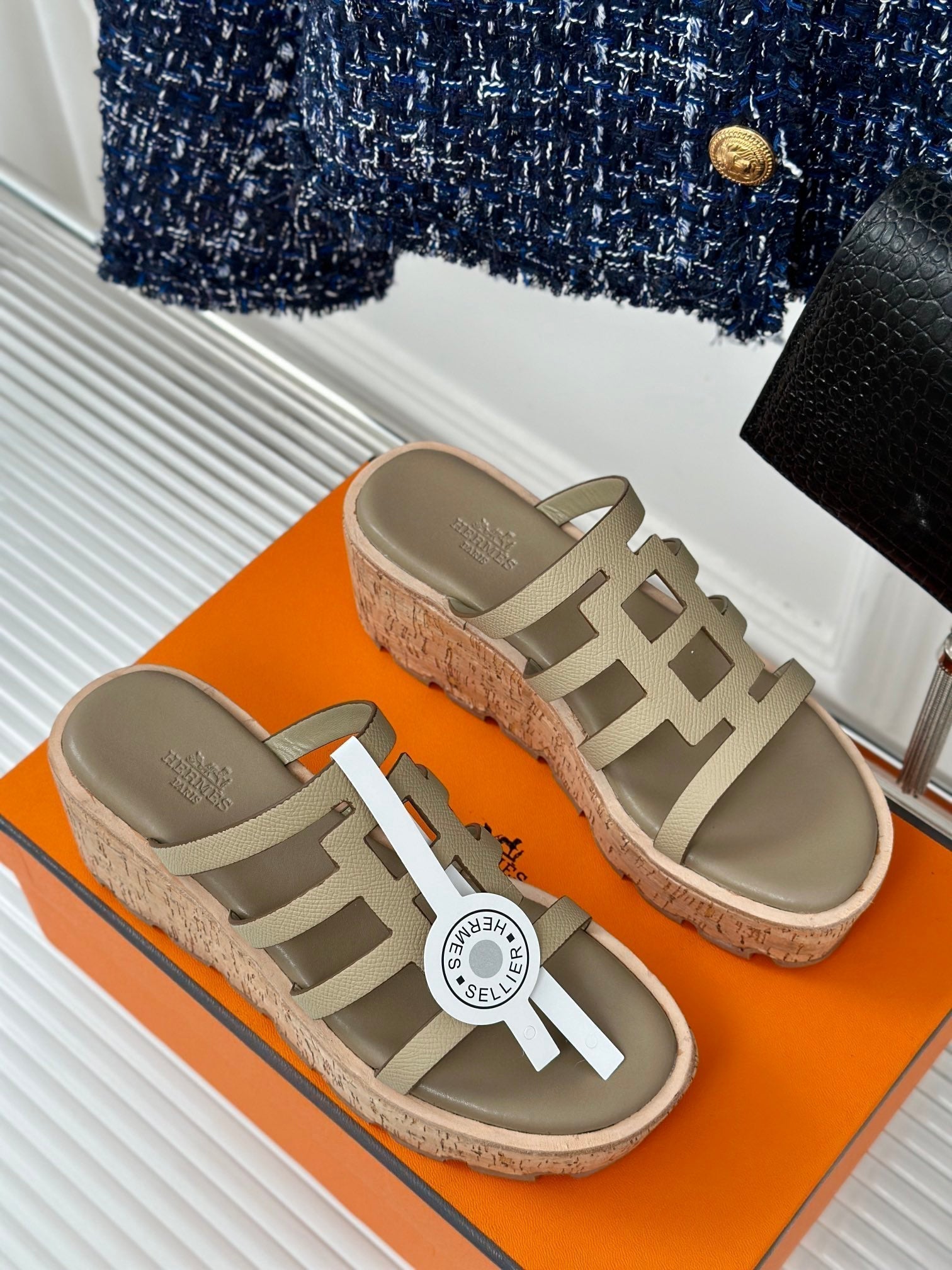 HERMES ISABELLA SANDAL TORTILLA CALFSKIN